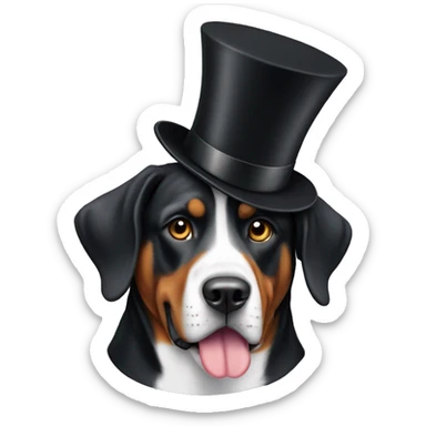 swiss mountain dog wearing a top hat sticker