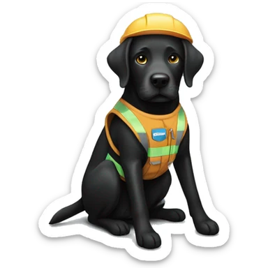 Black Labrador with service vest on sticker
