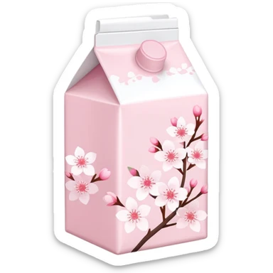 Cute Pastel pink and white Cherry Blossom Sakura Milk Carton sticker