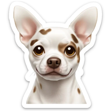 White chihuahua French bull dog mix with brown spots  sticker