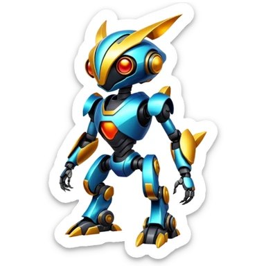 Shiny Epic Edgy Cool Colorful Vibrant Modern Futuristic Robot-Vernid-Protogen-creature-animal, full body  sticker