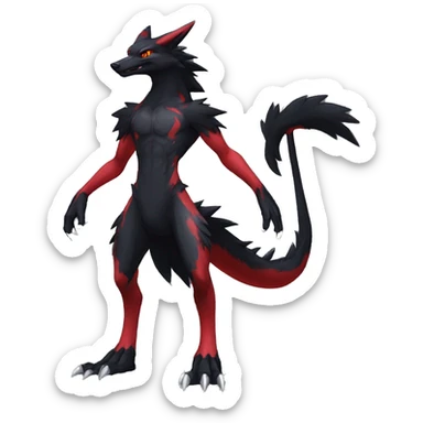 Anthro cool edgy black red nargacuga sergal animal hybrid Fakemon full body sticker