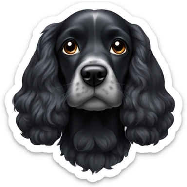 black cocker spaniel small amounts of gray on face show whole dog face sticker