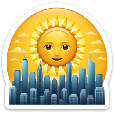 A SHINING AND RADIANT SUN WITHOUT FACE END WITH CITY OR WAVES sticker