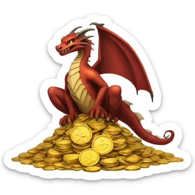 smaug sitting on a pile of gold coins sticker