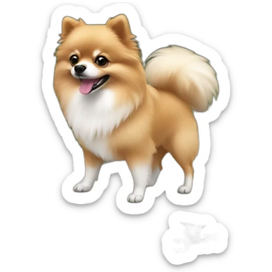 white brown pomeranian on a skateboard sticker