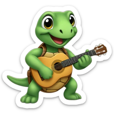 Tortue qui joue de la guitare sticker