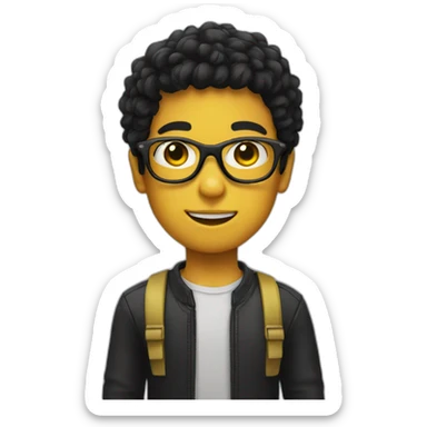 boy with yellow tinted glasses and combed black hair  sticker