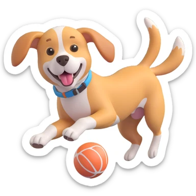 dog chasing ball in forrest, close up pose sticker
