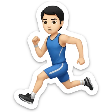 light skin man  black hair running sticker