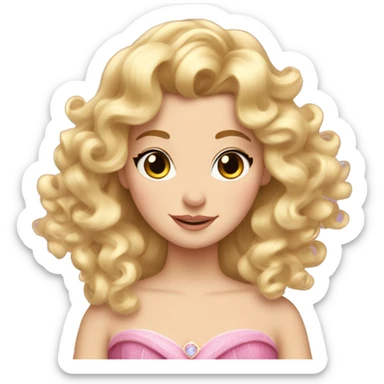 Princess Aurora blonde ringlets and bangs  sticker
