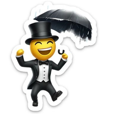 Give me a guy with a tophat, singing a song, while dancing in the rain. sticker