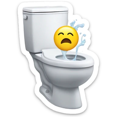 A toilet sprayong water out of the lid sticker