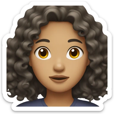 Southeast Asian female with black, wavy curly hair, light brown skin, and overweight. sticker