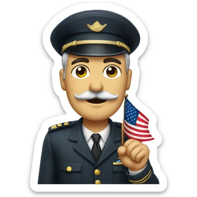 man with mustache saluting the flag sticker