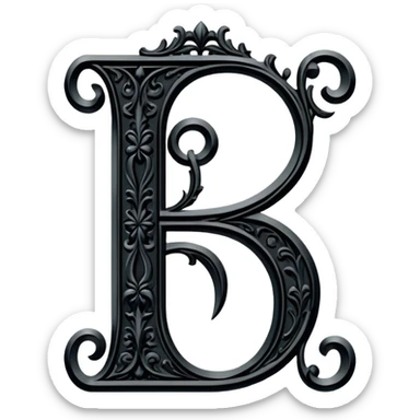 Black gothic Victorian , letter “F” eff F f F f of the alphabet sticker