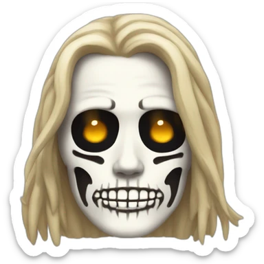 White Man with long hair and Skeleton paint face sticker