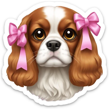 King Charles spaniel with a pink bow  sticker