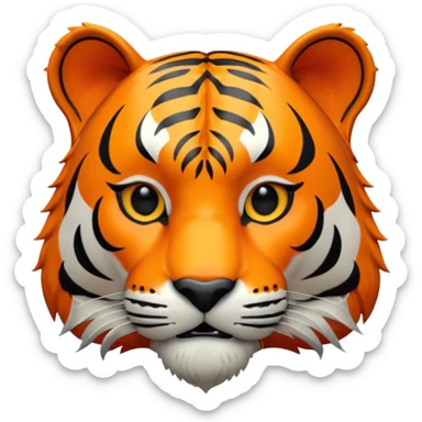 Create a highly polished, 3D game UI–style illustration of a  TIGER HEAD sticker