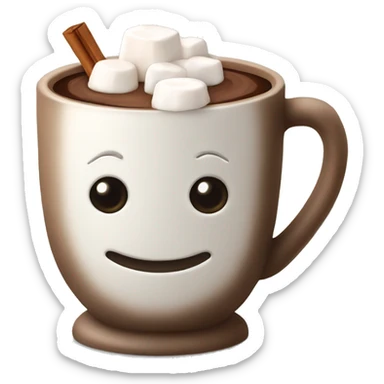 A cup of hot cocoa with marshmallow  sticker