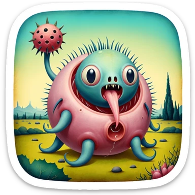 solarpunk - hieronymus bosch phantasmagoric mutant creatures from the garden of earthly delights sticker