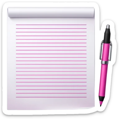 crée moi une feuille blanche genre une liste avex des traie noir avec un stylo de couleur dégradé rose foncé sticker