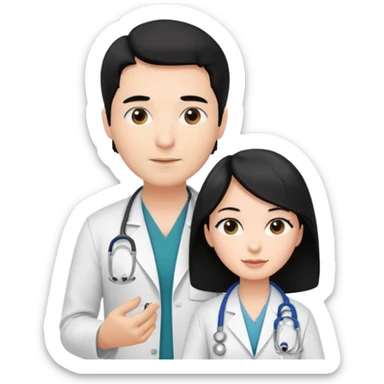 doctor black hair attending to a patient sticker