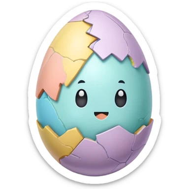 cracked easter egg with surprise inside sticker