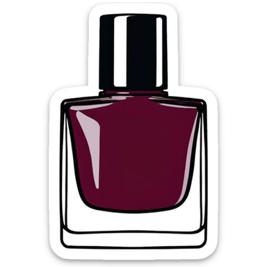  Chanel, realistic burgundy polish in translucent bottle, chrome top lid sticker