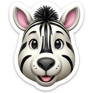 Cinematic Comical Zebra Portrait Emoji, Head tilted dramatically with an exaggeratedly amused expression, featuring a striking, glossy striped Fur with bold contrasts and wide, expressive eyes filled with playful disbelief, Simplified yet hilariously expressive features, highly detailed, glowing with a slightly sassy glow, high shine, dramatic yet playful, stylized with an air of cheeky savannah mischief, bright and endearing, soft glowing outline, capturing the essence of a spirited and over-the-top zebra, so meme-worthy it feels like it could prance its way into internet fame instantly! sticker