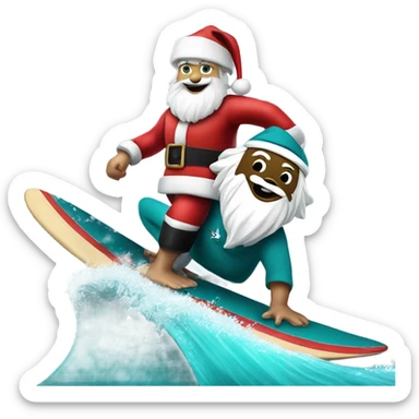 Santa surfing on the San Jose sharks mascot sticker