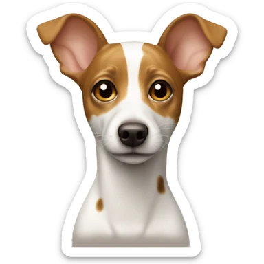 White and caramel spotted rat terrier from the neck up sticker