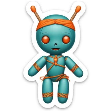 teal and orange voodoo doll sticker