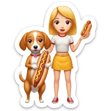 Hot dog girl and dog sticker