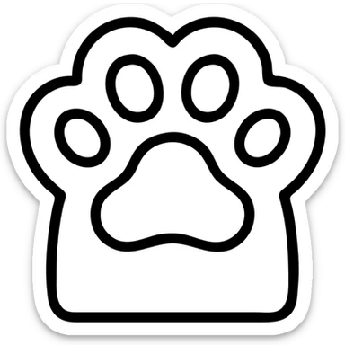 fluffy cat paw, outlined icon style, black lines, no fill, modern and simple sticker