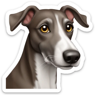 Chocolate brown and white lurcher grey hound cross dog  sticker