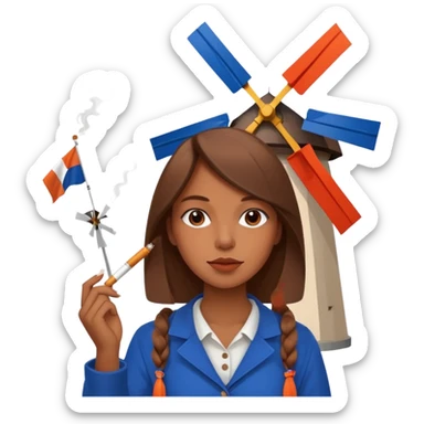 Windmill with a dutch flag and a girl smoking a blunt sticker