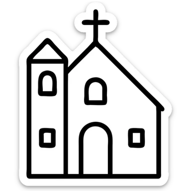 outlined icon of a church, simple and clean, no fill sticker