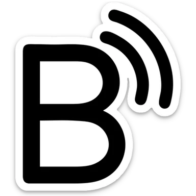 Monoline capital B whose upper loop breaks into three outward arcs sticker