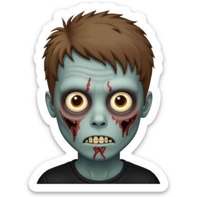 Zombie boy have a shaggy head brown style ios emoji sticker