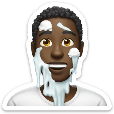 Black guy with white ice cream splattered on his face sticker