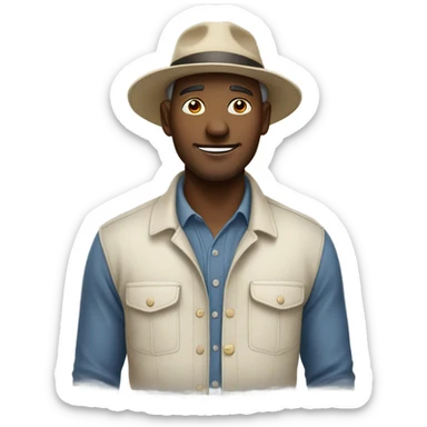 A chill guy with a hat on, hands in his pockets sticker