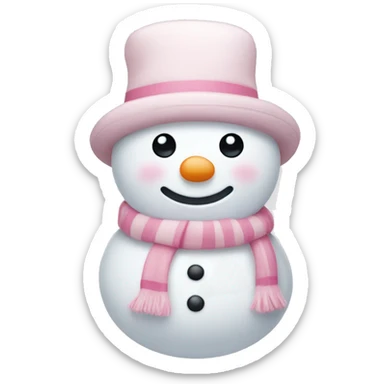 Cute white and light pink snowman sticker