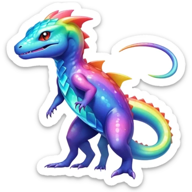 Rainbow crystalic Shiny pastel Salandit-Aurorus-Noibat-Fakémon-hybrid-creature (full body)  sticker