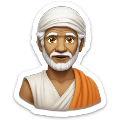 Sai Baba with a defined jawline with finger on jaw sticker
