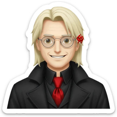 Alucard from Hellsing grinning with his signature glasses on sticker