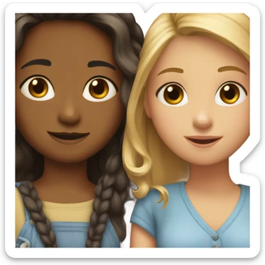 Girl with 2 best friends sticker