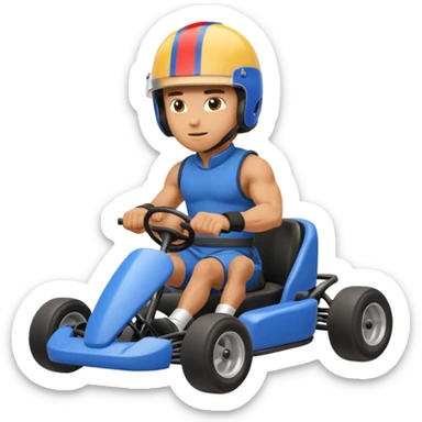 Muscular man in gokart sticker