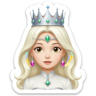 The Good Witch from The Land of Oz with long platinum blonde hair, white outfit and crown sticker