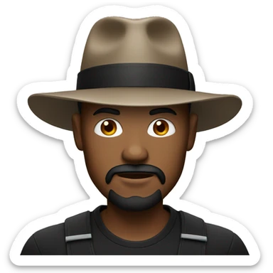 Red man with black fedora and black goatee sticker